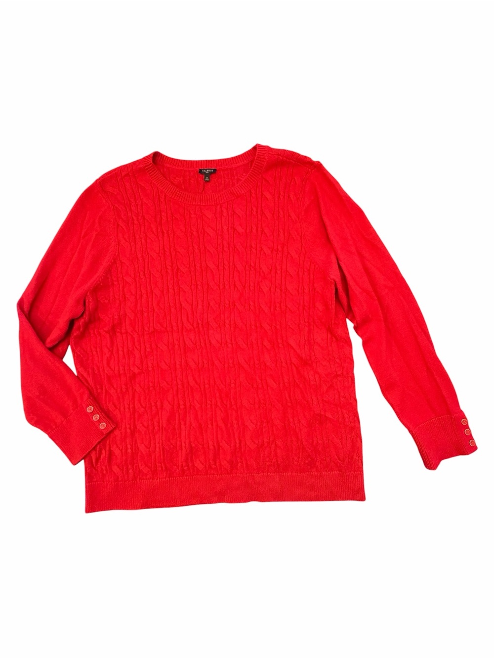 Talbots Sweater Womens 3X Red Crew Neck Cotton Blend Cable Knit NEW $99